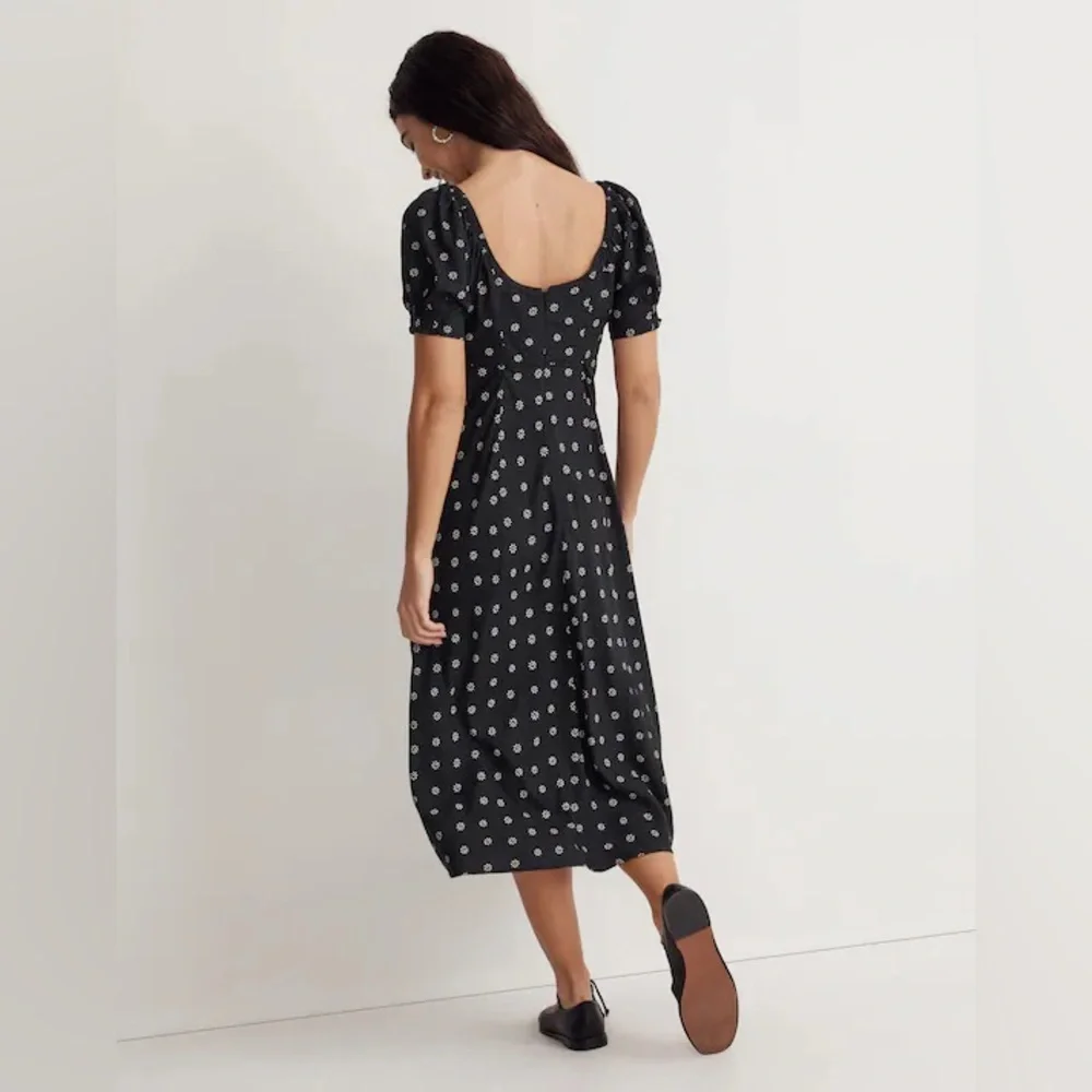 Madewell Black Midi Dress with White Polka Dots - Picture 2 of 6